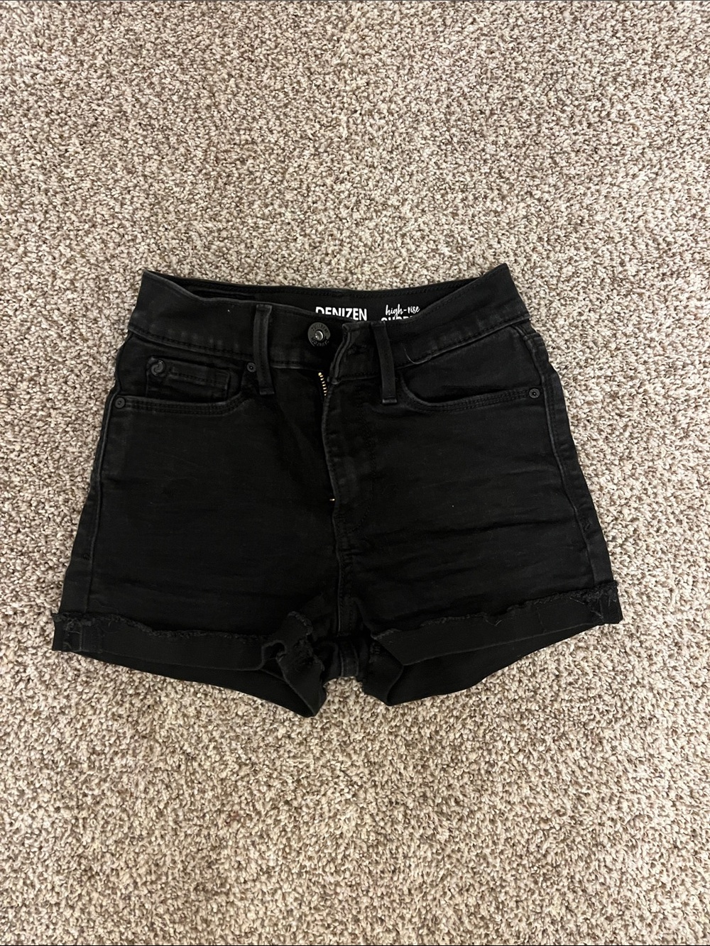 Denizen from Levi's Black High-Rise Jean Shorts with Frayed Hem